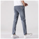 Summer Men Stretch Slim Jeans Cotton Casual Simple Trousers Denim Pants Streetwear Pants Classics Mart Lion gray 28 China