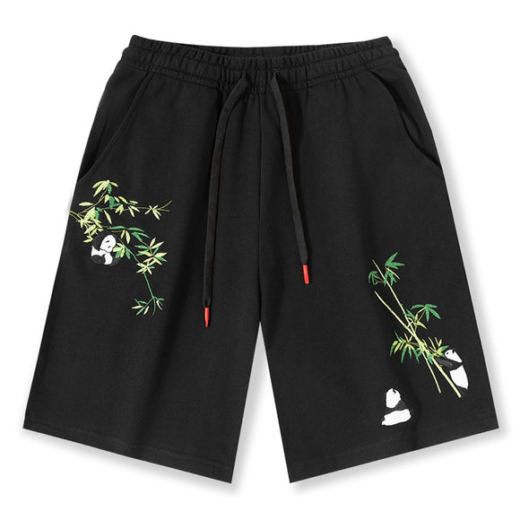 Guochao Exquisite Embroidery Men's Shorts Pure Cotton Elastic Waist Casual Shorts For Men's Loose  Basketball Shorts Mart Lion   