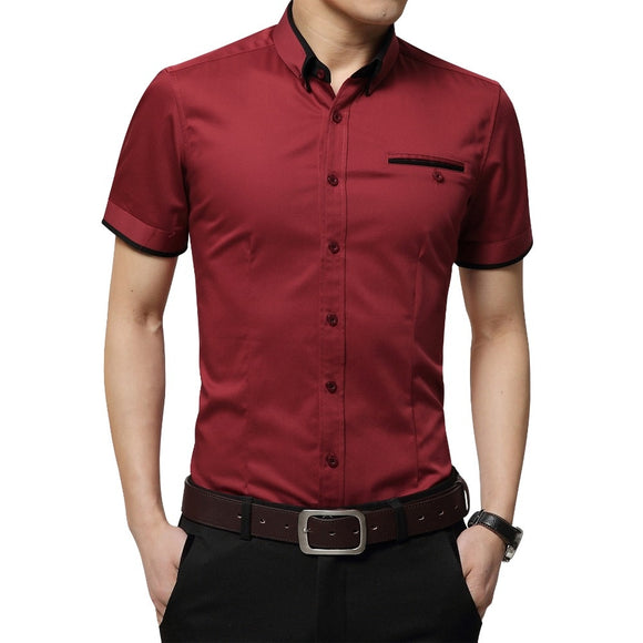 Men's Summer Shirt Short Sleeves Turn-down Collar Tuxedo Mart Lion   