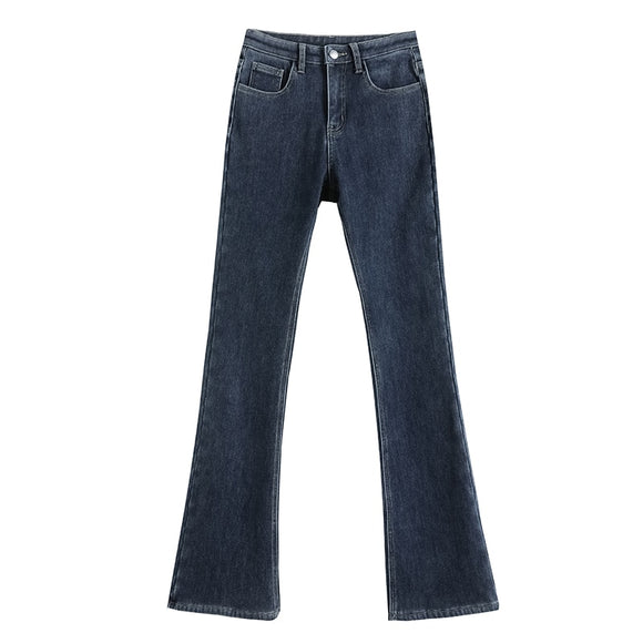Fleece Velvet Y2K Flare Jeans Women Warm Wide Leg High Waist Loose Straight  Korean Denim Pants Winter Mart Lion   
