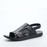 Leather Men Summer Shoes Casual beach breathable lightweight Summer sandals Mart Lion 203 black 40 