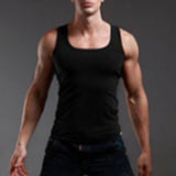 Men's Gyms Casual Tank Tops Fitness Cool Summer 100% Cotton Vest Sleeveless Tops Gym Slim Casual Undershirt Clothes Mart Lion Black M 