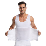Hot Men's Compression Shirt Slimming Body Shaper Vest Fitness Workout Tank Tops Abs Abdomen Undershirts Body Shaper Mart Lion white-Shaper Vest S 