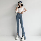 Flare Jeans Women's Low Waist Trousers Vintage Aesthetic Denim Pants Streetwear Mom Casual Korean Cyber Y2k Mart Lion Light Blue XS 