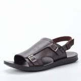 Leather Men Summer Shoes Casual beach breathable lightweight Summer sandals Mart Lion 203 dark brown 40 