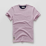 Men's T-shirt Cotton Solid Color t shirt Men's Causal O-neck Basic Male Classical Tops Mart Lion Purple59 M 