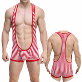 Men's Undershirts Mesh Open Butt Wrestling Singlet Leotard One-Piece Pajama Jockstrap Underwear Faux Leather Jumpsuit Mart Lion Style4 Red S 1pc