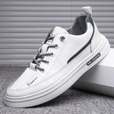 Men's Shoes Lace Up Running Hiking Student Driving Dad Autumn PU Cross-border Mart Lion KB-62 white 39 
