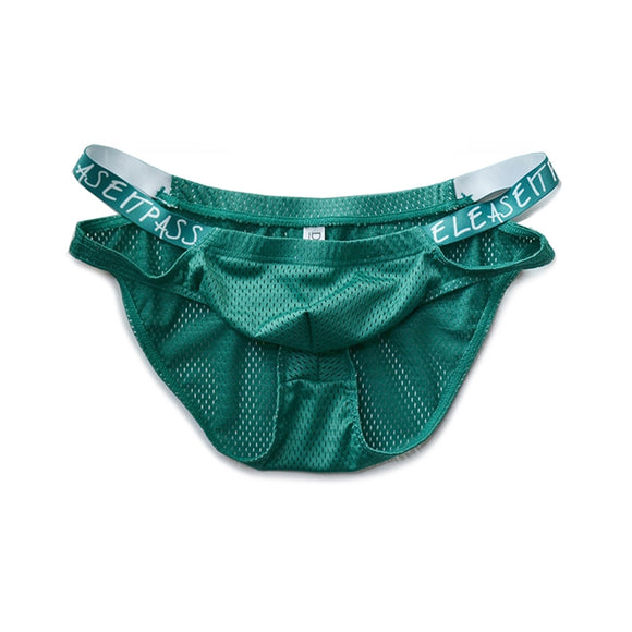 Men's Underwear Briefs Calzoncillos Mesh Breathable Ropa Interior Hombre Solid Gay Cuecas Sissy Briefs Quick Dry Slip Mart Lion Green M 