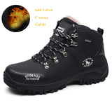 Army Green Leather Hiking Shoes Men's Waterproof Lace-up Outdoor Hunting Hiking Ankle Boots for Winter Warm Snow Mart Lion Black-6587 38 