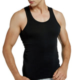 Tank Tops Men's Summer 100% Cotton Cool Fitness Vest Sleeveless Tops Gym Slim Colorful Casual Undershirt Male 7 Colors 1PCS Mart Lion BLACK 1PCS M 