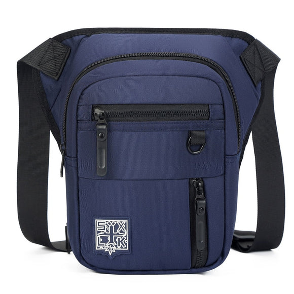 Waist Bags Men's Casual Canvas Travel Leisure Small Crossbody Bag Sport Design Men's Leg Bag Male Phone Purse Mart Lion Navy blue bag (20cm<Max Length<30cm) 