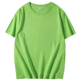 100% Cotton T Shirt Women Summer Loose Basic Tees Casual Soild Tshirt Female Korean Tops Y2k Clothes Mart Lion Fruit Green S(40-50KG) 