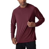 Men's Sun Protection T-shirts Summer UPF 50+ Long Sleeve Performance Quick Dry Breathable Hiking Fish UV-Proof Mart Lion Wine Red CN L(US M) China