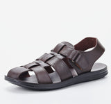Leather Men Summer Shoes Casual beach breathable lightweight Summer sandals Mart Lion 201 dark brown 40 