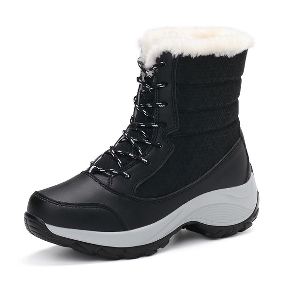 Women Snow Boots Winter Warm Shoes Outdoor Waterproof Non-slip Plush Casual Shoes Ankle Winter With Thick Fur Mart Lion Black 35 
