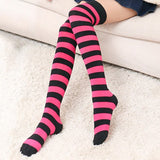 Striped Over Knee High Socks Women Girl Stripe Stripe Stocking Cotton Over The Knee Thigh High Stocking Mart Lion   