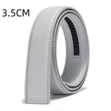Leather Automatic Buckle Belt Body Straps No Buckle Yellow Gray Blue Green Belt Without Buckle Men's Women Mart Lion 3.5cm Gray China 105cm