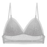 Women Backless Bra Stylish Lace Seamless Bralette Triangle Cup Invisible Boneless Bras For Dress Soft  Thin Underwear Mart Lion Lace-Gray S China