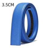 Leather Automatic Buckle Belt Body Straps No Buckle Yellow Gray Blue Green Belt Without Buckle Men's Women Mart Lion 3.5cm Blue China 105cm