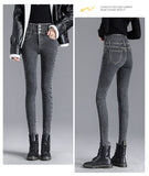 Winter Thick Velvet Women Jeans Fleece Elastic Warm High Waist Skinny Y2K Jean Slim Fit Stretch Ladies Denim Pants Mart Lion   