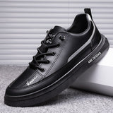Men's Shoes Lace Up Running Hiking Student Driving Dad Autumn PU Cross-border Mart Lion KB-62 black 39 