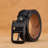 Men's Genuine Leather Belts Cowboy Black Buckle Belt Luxury Jeans Strap Mart Lion Black China 105cm