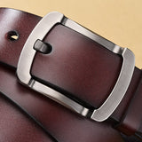 Men's Alloy Pin Buckle Belts for Jeans Leather Luxury Designer Waistband Casual Belt Mart Lion Maroon China 105cm
