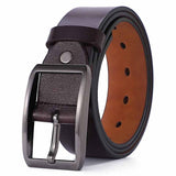 Retro Men's Pin Buckle Genuine Leather Belt for Jeans Business Cowboy Waistband Designer Mart Lion Auburn China 100cm