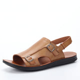 Leather Men Summer Shoes Casual beach breathable lightweight Summer sandals Mart Lion 203 brown 40 