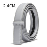Leather Automatic Buckle Belt Body Straps No Buckle Yellow Gray Blue Green Belt Without Buckle Men's Women Mart Lion 2.4cm Gray China 105cm
