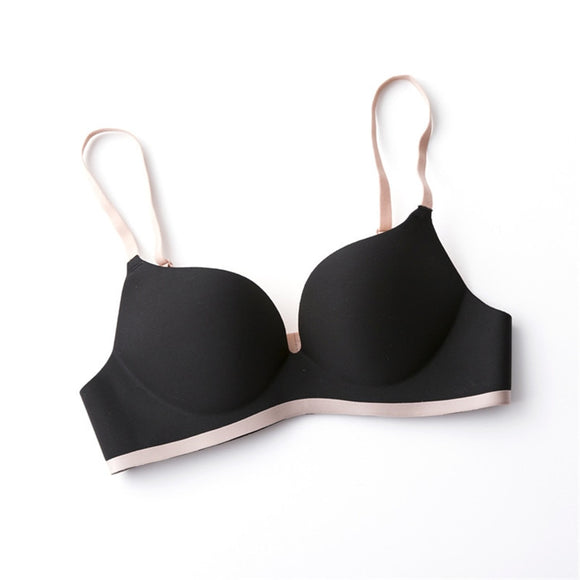 Seamless Tops For Woman Bra Bralette Active Wire Free Push Up Female Lingerie Simple Soft Underwear Bras Mart Lion black 70A 