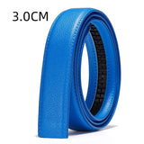 Leather Automatic Buckle Belt Body Straps No Buckle Yellow Gray Blue Green Belt Without Buckle Men's Women Mart Lion 3.0cm Blue China 105cm