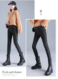 Winter Warm Women Thick Velvet Jeans Fleece Full Length High Waist Skinny Elastic Pants Jean Casual Legging Mart Lion   