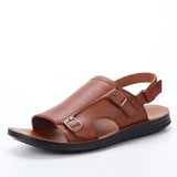 Leather Men Summer Shoes Casual beach breathable lightweight Summer sandals Mart Lion 203 red brown 40 