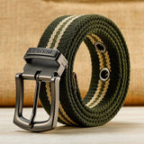 Canvas Military Tactical Belt Men's Alloy Pin Buckle Stripe Jeans Belts Women Outdoor Belts Mart Lion Green stripe China 100cm