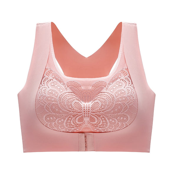 Women Posture Corrector Bras Push Up Brassiere Seamless Underwear Lace Wirefree Bralette One-Piece Cross Back Tank Tops Mart Lion Pink M China|One Size
