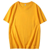 100% Cotton T Shirt Women Summer Loose Basic Tees Casual Soild Tshirt Female Korean Tops Y2k Clothes Mart Lion Yellow S(40-50KG) 