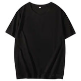 100% Cotton T Shirt Women Summer Loose Basic Tees Casual Soild Tshirt Female Korean Tops Y2k Clothes Mart Lion Black S(40-50KG) 