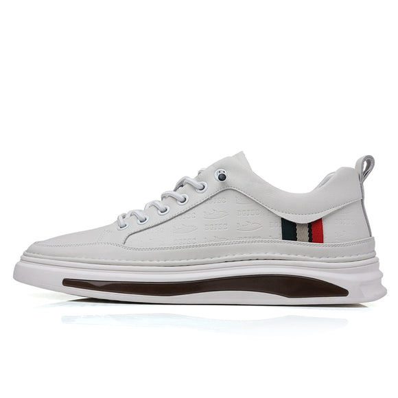 White Men's Leather Sneakers Autumn Vulcanized Shoes Sports Jogging Tenis Casual Mart Lion Beige 38 