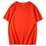 100% Cotton T Shirt Women Summer Loose Basic Tees Casual Soild Tshirt Female Korean Tops Y2k Clothes Mart Lion Orange S(40-50KG) 