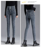 Winter Thick Velvet Women Jeans Fleece Elastic Warm High Waist Skinny Y2K Jean Slim Fit Stretch Ladies Denim Pants Mart Lion   