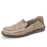 Summer Men's Denim Canvas Shoes Lightwight Breathable Beach Casual Slip On Soft Flat Loafers Mart Lion Khaki 39 