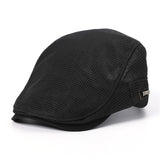 Summer Men's Hats Breathable Mesh Newsboy Caps Outdoor Baker Boy Boinas Cabbie Hat Driving Flat Cap For Women Mart Lion black  