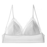 Lace Bra Deep U Backless Bralette Triangular Soft Seamless Underwear Women Low Back Transparent Bras Biustonosz Tank Tops Mart Lion B-White S 