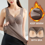 Women's Thermal Underwear Top With Bra Vest Thermo Lingerie Undershirt Intimate Wirefree Bras Solid Inner Wear Mart Lion   