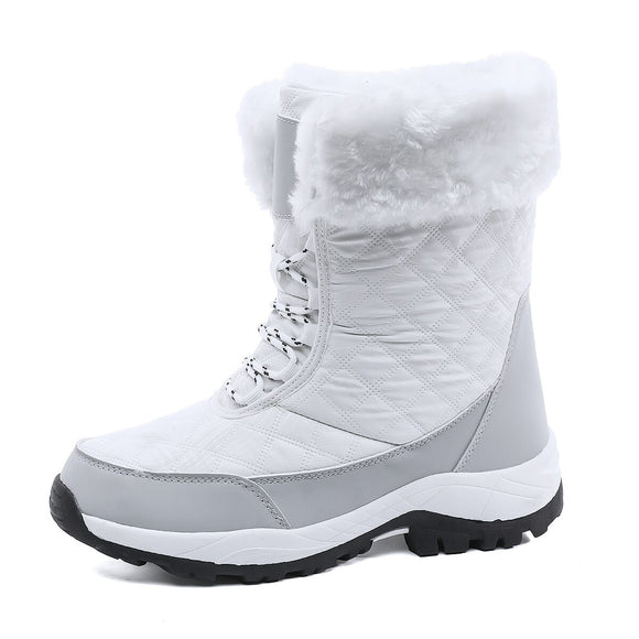 Women Boots Winter Keep Warm Mid-Calf Snow Ladies Lace-up Waterproof Chaussures Femme Zapatos Mart Lion   