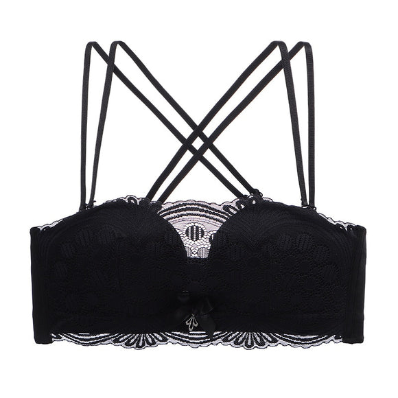 Push Up Lace Bra For Woman Solid Soft Lingerie Underwear Lady Wire Free Lace Tops Bras Female Mart Lion black 70A 