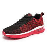 Red Air Running Sneakers Men's Women Breathable Cushion Walking Sports Shoes Couples Trail Running Athletic Mart Lion black red 5099 35 