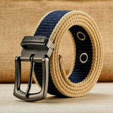 Canvas Military Tactical Belt Men's Alloy Pin Buckle Stripe Jeans Belts Women Outdoor Belts Mart Lion Blue Khaki China 100cm